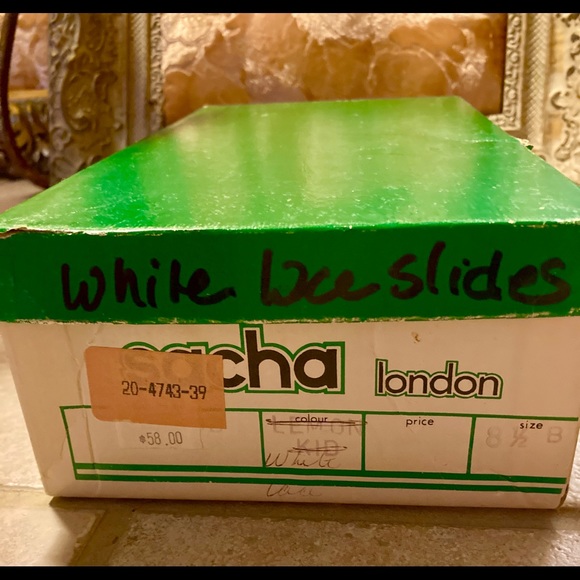 WHITE  LEATHER LACE MULES Size 8 - Picture 5 of 7